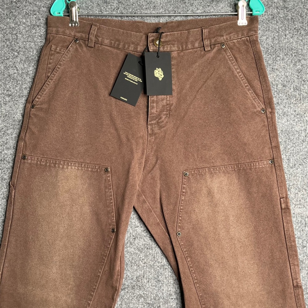 Darc Sport Chopper Hoffa Flare Pants Redwood Brown Mens 32 Double Knee NEW - Picture 2 of 12